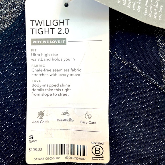 ATHLETA Navy Twilight Tight 2.0 high rise leggings sparkly size S NWT - Picture 9 of 10